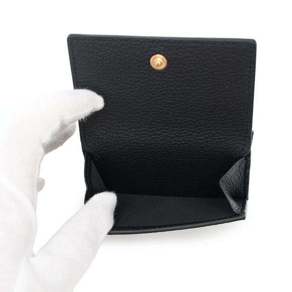 Gucci Logo Mini Embossed Trifold Compact Wallet Black - Picture 6 of 9